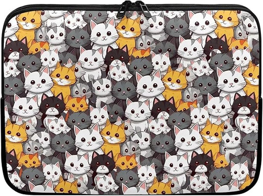 Cartoon Cats Printed Laptop Bag for Women Men, 15 Inch Laptop Sleeve Case Water Resistant Neoprene Computer Case Bag Laptop Briefcase Tablet Briefcase Carrying Bag, Multicolor