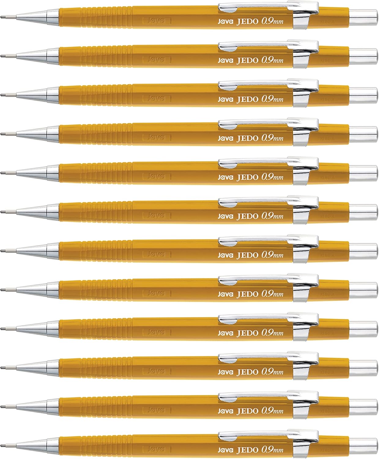JAVAPEN 0.9mm Mechanical Drafting Pencils – 12-Pack, Heavy-Duty Lead, Comfortable Grip, Anti-Roll Hex Barrel, Built-in Eraser, Made in Korea