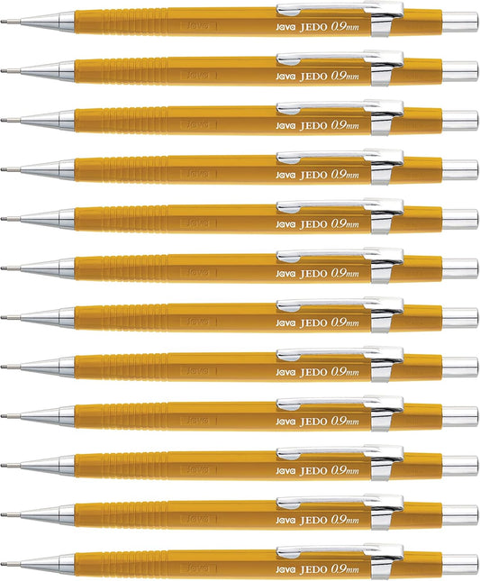 JAVAPEN 0.9mm Mechanical Drafting Pencils – 12-Pack, Heavy-Duty Lead, Comfortable Grip, Anti-Roll Hex Barrel, Built-in Eraser, Made in Korea