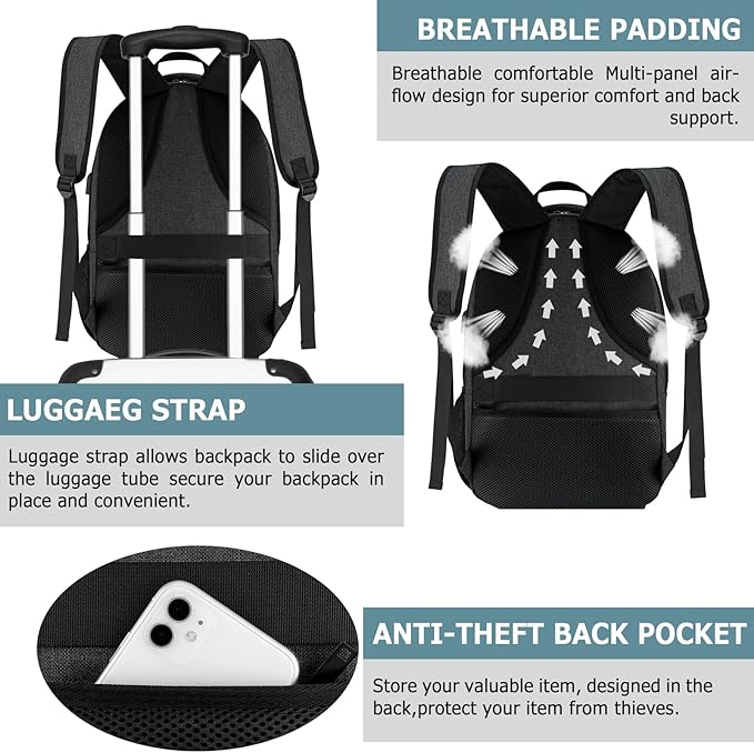 BIKROD Lunch Backpack, Insulated Cooler Lunch Bag Backpack, Large Travel 17.3 Laptop Back Pack Sturdy Computer College School Bookbag for Women Men for Men Women Work Hiking Picnic