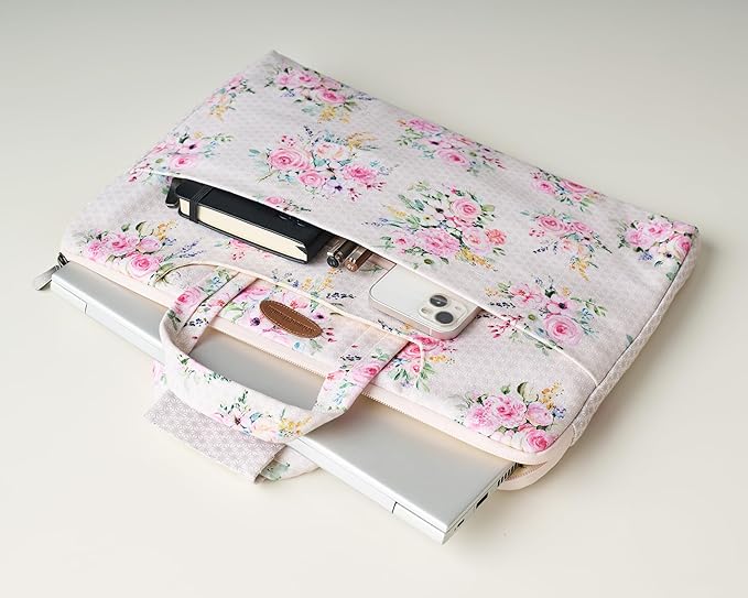 Maison d'Hermine Laptop Bag upto 15.6 inch Stain and water repellent Cotton canvas - Sweetrose Lavender