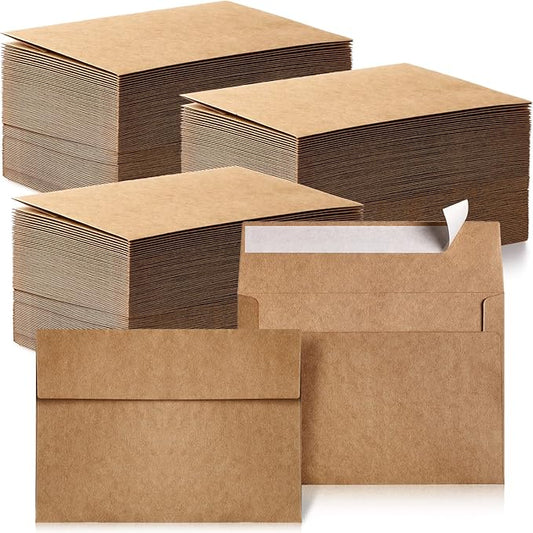 800 Pack A7 Brown Envelopes, 5 x 7 Envelopes for Invitation, Kraft Envelopes 120 GSM Gift Card Envelopes for Office, Gift, Party, Baby Shower, Wedding