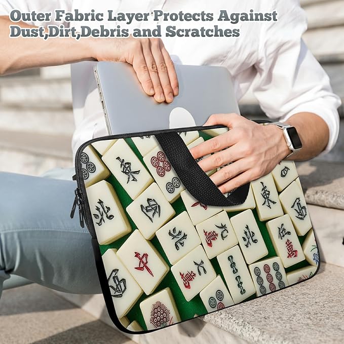 Laptop Sleeve Case Bag 13 inch, Mahjong Slim Carrying Case Durable Handbag Travel Laptop Bag for 13 inch MacBook Air M3/M2/Pro M2/ 13" iPad Pro/Air M4/M2 2024