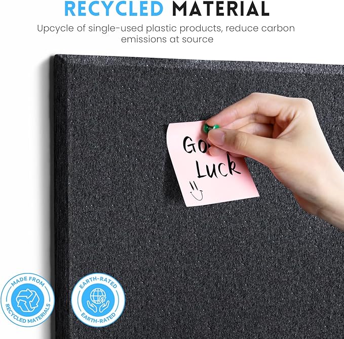 Large Cork Bulletin Board for Wall 36"x24", 6 Pack Felt Wall Tiles with 50 Pushpins, 30 Safe Removable Adhesive Tabs, Decorative Pin Board Tack Board for Office Home School, Black