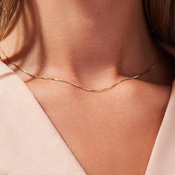 Herringbone Necklace for Women,Dainty Gold Necklace,14k Gold Plated Snake,Gold Chain Choker Necklaces,Simple Gold Layered Necklaces,Gold Jewelry Gift for Women