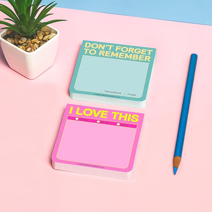 8-Count Knock Knock Don't Forget to Remember Sticky Note Pad, to Do List Notes, 3 x 3-Inches, 100 Sheets Each