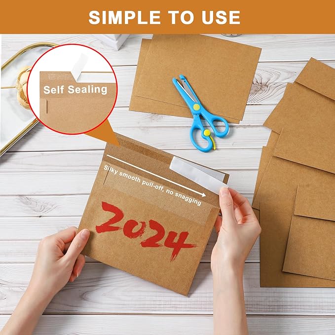 100 Packs Brown Single Panel Blank Greeting Cards and Envelopes 4.25 x 5.5 Heavyweight Flat Cardstock and A2 Envelopes Printable Self Seal for Graduations, Wedding, Thank You Cards