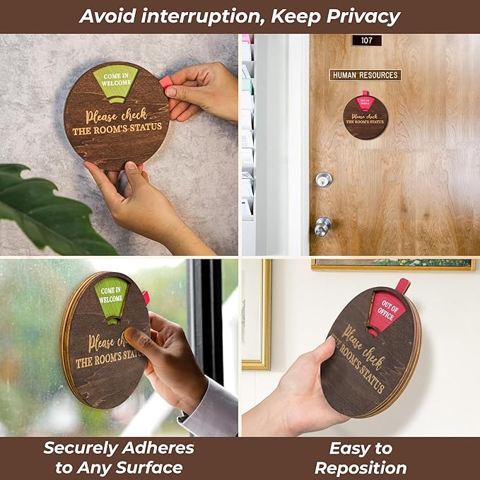 Office Door Sign Available and Away - 6 Options Out Of Office Sign for Door, Funny Do Not Disturb Door Hanger Sign for Office, In A Meeting Sign for Office Door, Work from Home Privacy Sign