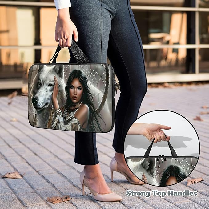 Universal Laptop Sleeve Tablet Case 12 inch, White Wolf Slim Carrying Case Durable Handbag Travel Laptop Bag for Surface Pro 9 8 7/Laptop Go 2 3, MacBook Air 11/12