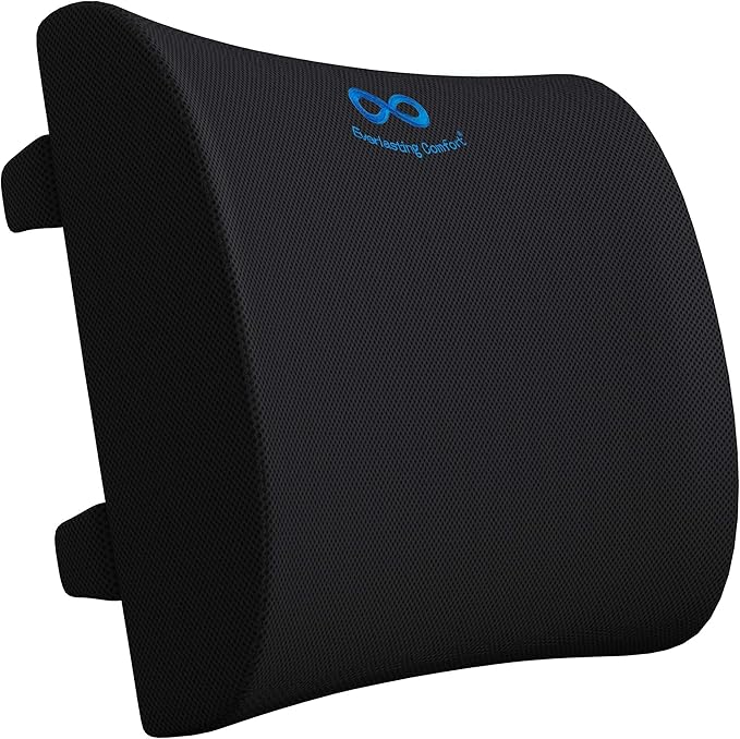 Everlasting Comfort Lumbar Support Pillow for Office Chair - Memory Foam Back Cushion for Chair, Car, Couch - Lumbar Pillow Promotes Better Posture, Back Pain Relief - Ideal for Gaming and Desk Chairs