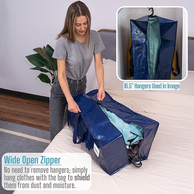 VENO 2 Pack Moving Bags w/Backpack Straps, Moving Boxes & Storage Bins Alternative, Packing Supplies, Camping Accessories Totes for Storage, Dorm Room Essentials Storage Bags (Blue, 2 Pack)