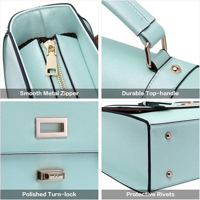Laptop Briefcase for Women,15.6 Inch Work Tote Bag Trendy Computer Bag Business Satchel Purse with Professional Protection Padded Compartment for Work Travel,Mint