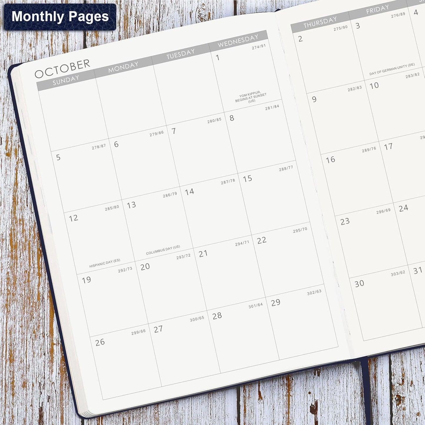 2026 Planner - Jan 2026 - Dec 2026, 2026 Planner Weekly and Monthly, 8.5" x 11", Pen Holder, Calendar Stickers, Pocket, 25 Notes Pages, Faux Leather Cover, A4 Premium Paper - Blue