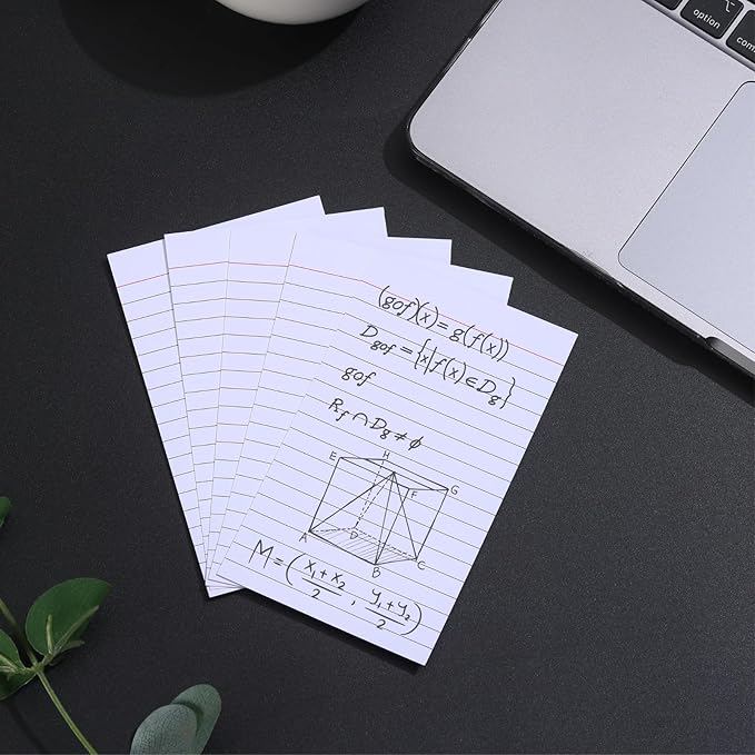 Vertical Ruled Index Cards 3 X 5 Flash Card Double Sided Lined Notecards Heavy Weight Ruled Checklist Thick Recipe Cards for Studying, School, Home and Office（White,300Count）