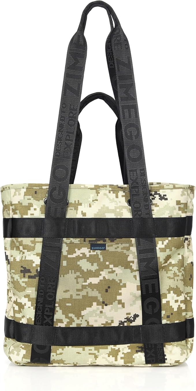 ZIMEGO Unisex Two-Tone Gym Tote Bag - Stylish Everyday Travel Tote with Double Top Handles