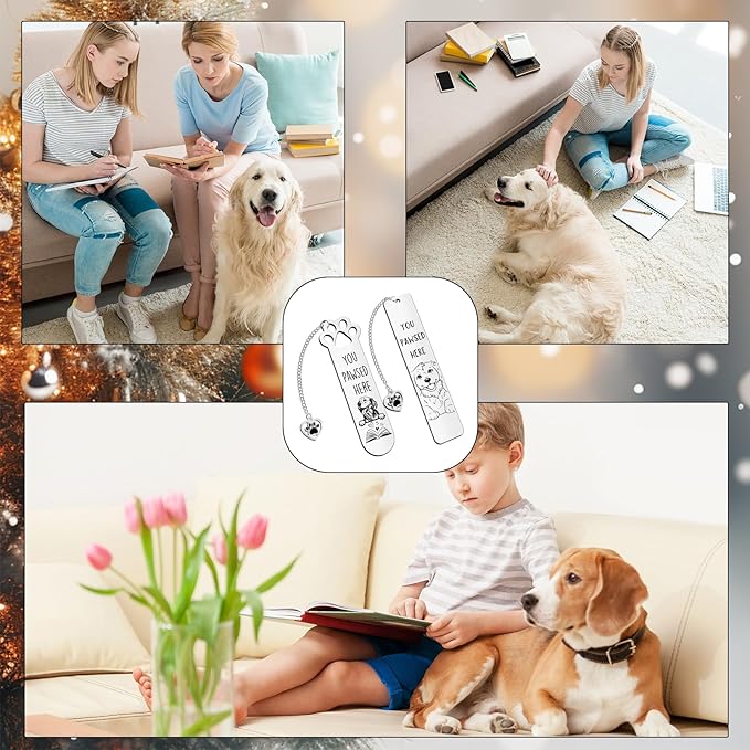 2Pcs Golden Retriever Gifts for Women Men Funny Bookmarks Bulk Golden Retriever Dog Bookmarks for Book Lovers Cute Metal Book Mark Birthday Gifts for Reader Coworker Friends Adults Dog Owner Lover