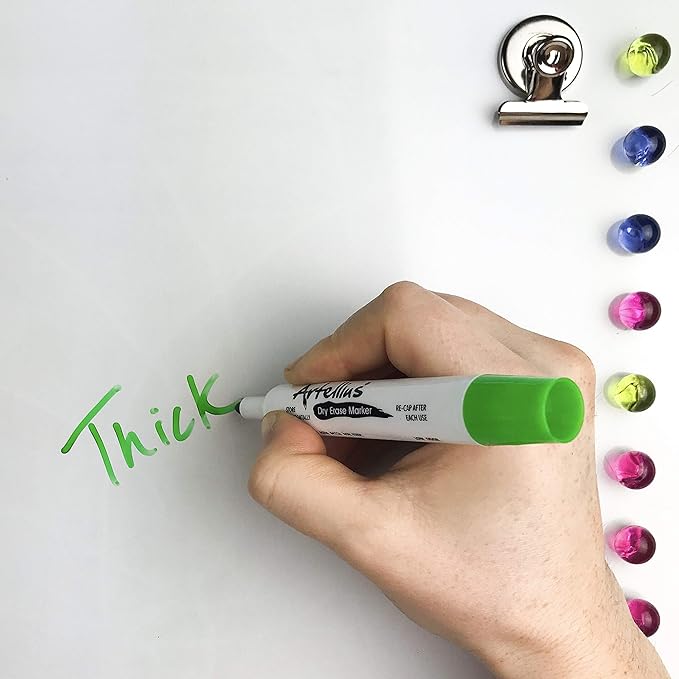 Artellius 40 Pack of Dry Erase Markers (12 ASSORTED COLORS W/ 7 EXTRA BLACK) - Thick Barrel Design - Perfect Pens For Writing on Whiteboards, Dry-Erase Boards, Mirrors, & All White Board Surfaces