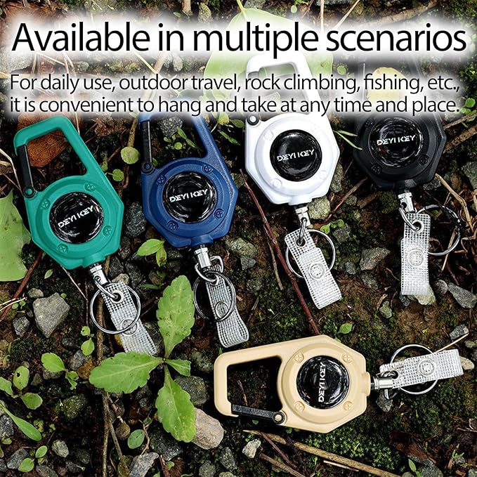 Retractable Keychain Heavy Duty, Multitool Carabiner Badge Holder, Retractable Keychain Clip Id Holder, Tactical ID Badge Reel with 29.5" Steel Retractable Cord, Black