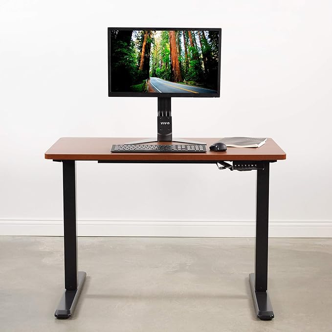 VIVO Dark Walnut 43 x 24 inch Universal Solid One-Piece Table Top for Standard and Sit to Stand Height Adjustable Home and Office Desk Frames, DESK-TOP43D