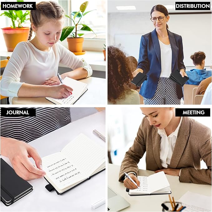 feela 15 Pack Pocket Small Notebooks Bulk, Mini Cute Notepads Hardcover College Ruled Lined Journals with Pen Holder for School Business Memos, with 15 Black Pens, 3.5”x 5.5”, A6, Black