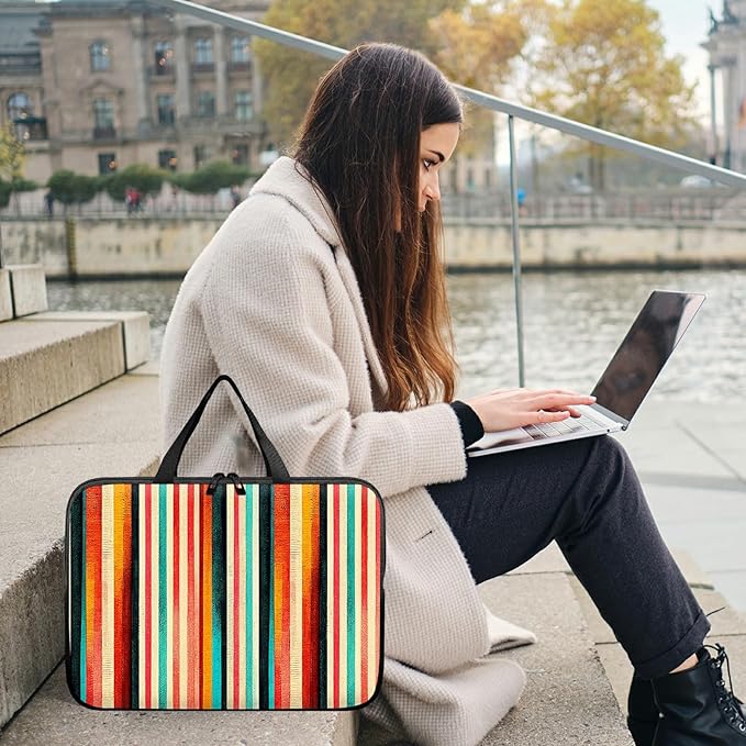 Universal Tablet Laptop Sleeve Case 10 inch, Colorful Vertical Stripes Slim Carrying Case Durable Handbag Travel Laptop Bag for 7 to 10-inch Laptops/Notebook/Kids Tablet/ipad/eBook Readers