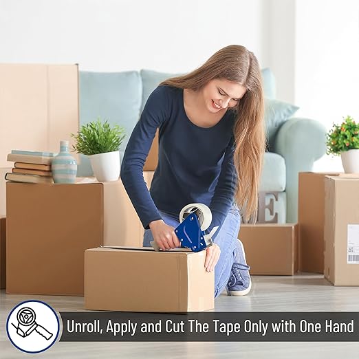 Mr. Pen - 2-Inch Tape Dispenser Gun, 2 Pack with 2 Rolls, Blue Heavy Duty Tape Gun for Packing Boxes, Moving