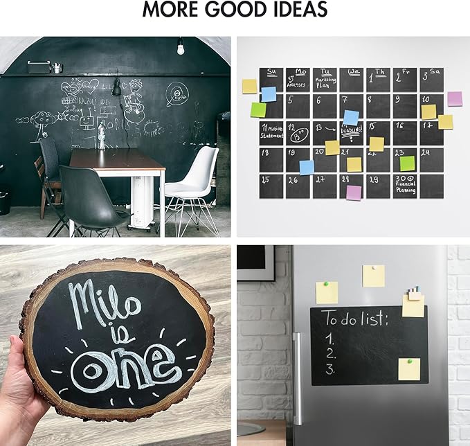 Chalkboard Wallpaper Stick and Peel: Contact Paper Classroom Chalkboard Stickers Chalk Board Paint Self Adhesive Wall Paper with 8 Colorful Chalks(17.5" x 393.7")
