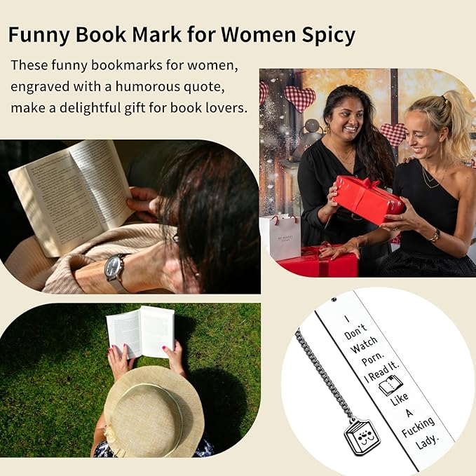 Book Marks for Reading Women, Book Lovers Gifts Book Marks, Funny Spicy Bookmark with Chain for Bookishs Bookworms Nerds, Christmas Birthday Valentines Day Gifts Reading Club Present