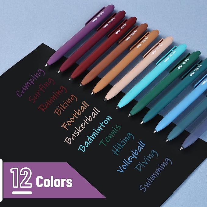 Mr. Pen- Retractable Gel Pens, 12 Pack, Dark Vintage Gel Pens, Gel Pens Fine Point 0.7mm, Retractable Pens, Cute Pens, Gel Ink Pens, Aesthetic Pens for Journaling Fine Tip Pens