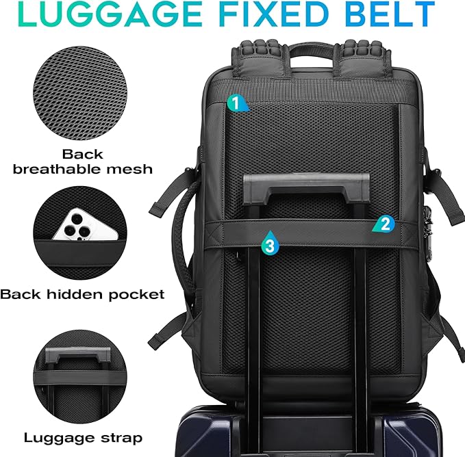 BANGE Air Vacuum Backpack for Travel, Expandable Backpack with Vacuum Compression Packing Bag,Space Saver Bags for Traveling, Business,Camping(NO PUMP)…