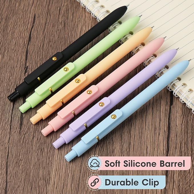 Ddaowanx Colored Gel Pens, 0.5mm Fine Point Retractable,Colorful Pens for Journaling, Teacher Must Haves,Teacher School Supplies, Gifts for Nurse Stockings Stuffers for Women(6Pcs-Aesthetic Colors)