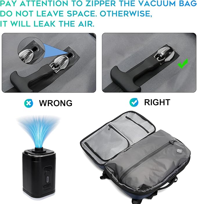 BANGE Air Vacuum Backpack with Pump,Air Packing Vacuum System Compression Back Pack, Expandable Anti Theft Backpack for Business Traveling