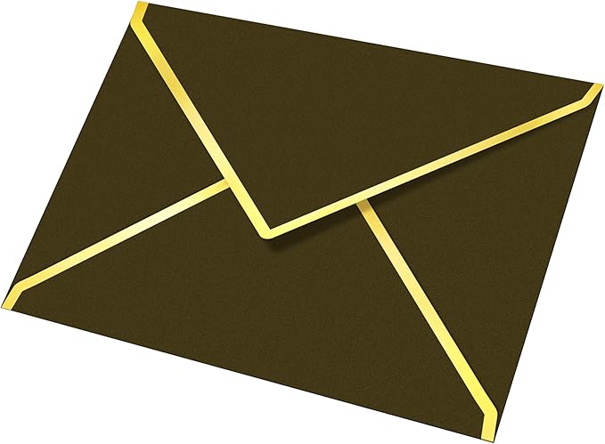 60 Pack Gold Envelopes 5x7 Bulk Tan Brown, 250G Pearled Cardstock A7 Envelopes for Invitations Business Mailing Envelope with Gold Foil Border, A6 4x6 Envelopes for Wedding Baby Shower Cards