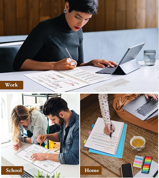 Dotted Notebook, Spiral Notebook Journal 8.5” x 11”, A4 Large Dot Grid Notebooks for Women Men, 100 GSM Dotted Paper, Plastic Hardcover Spiral Bullet Dotted Journals for Work School Sketching, Navy