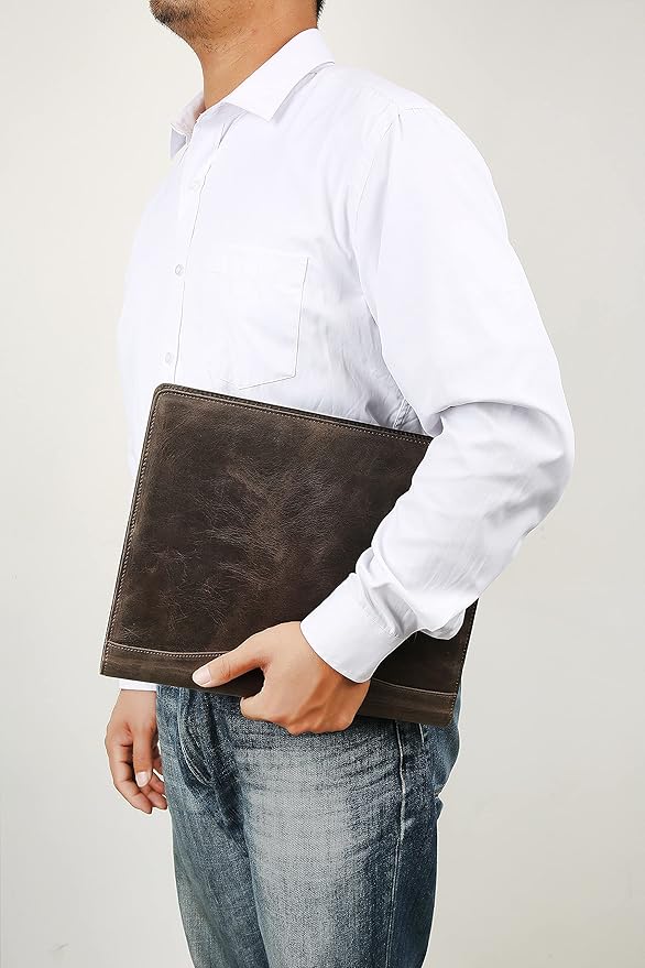 Personalized Leather Portfolio for Men, Engraved Leather Clipboard Portfolio Binder, Custom Leather Resume Padfolio for Women, Christmas Gift for His/Her (Clipboard, Grey-Custom)