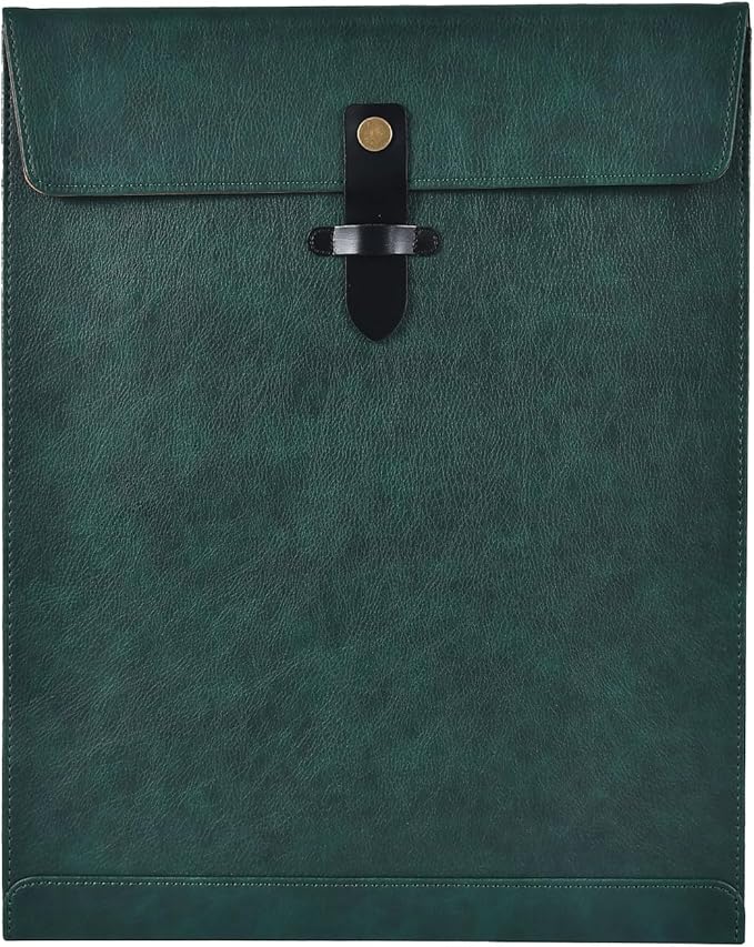 Green Leather File Folder Letter Size, File Organizer, Important Document Folder, Document Organizer, Laptop Sleeve Notebook Case, Leather Folder Paper Storage, A4 Envelopes Filing Folder
