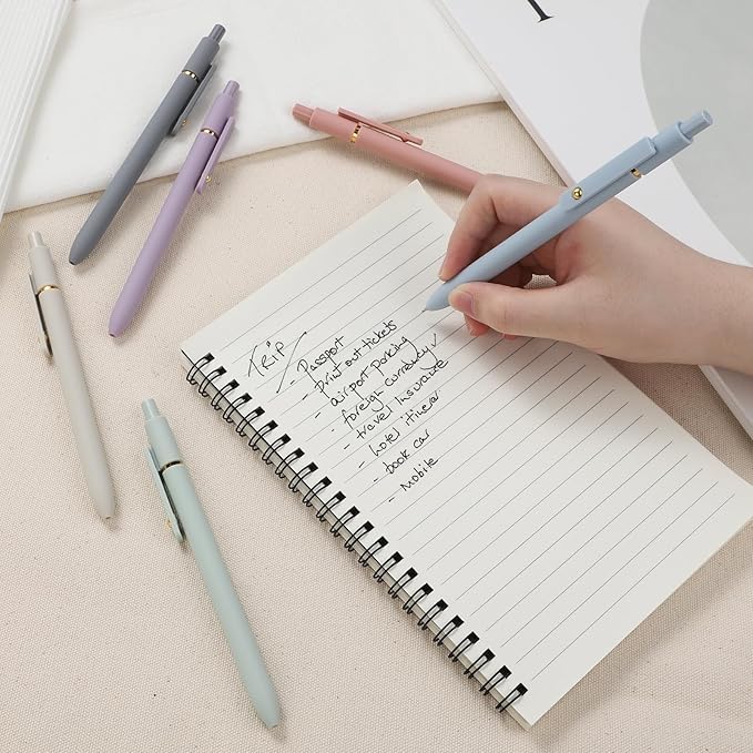 FIOVER 12Pcs Gel Pens, Fine Point Smooth Writing Black Gel Ink Pens for Journaling Note Taking, Cute Aesthetic Office School Supplies Gifts for Women(12PCS Black Ink)