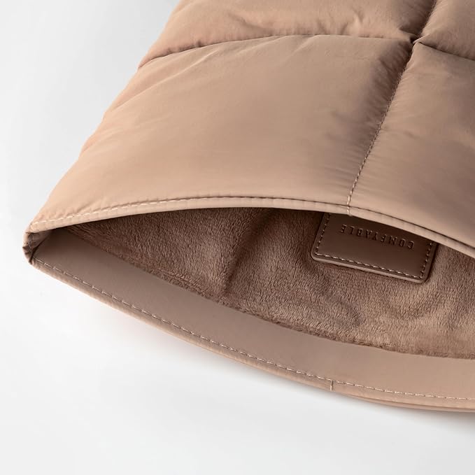 Comfyable Puffy Laptop Sleeve 15 Inch 16 Inch, Quilted Puffer Laptop Carrying Case for Women, Pillow Case Compatible for MacBook Air 15 in M3 2024 & MacBook Pro 16 in 2024 M4, 16 in Puff Cover, Brown