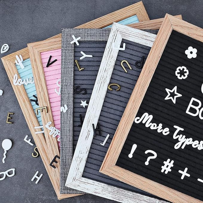 Grey Changeable Felt Letter Board with Letters, Pre Cut & Sorted 725 Letters, First Day of School Board, 10x10 Inch Message Board, Classroom Decor, Sign Board, Sign board
