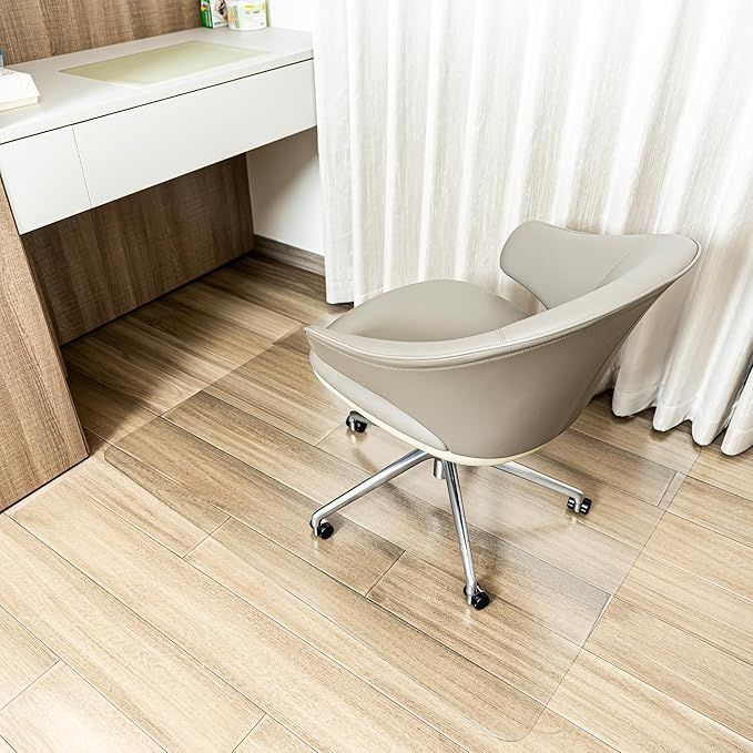 Office Chair Mat for Hardwood Floor, Plastic Floor Mat with Non-Slip Texture, Rectangle Hard Floor Desk Chair Mat with Milled Edge (36"x48" inch)