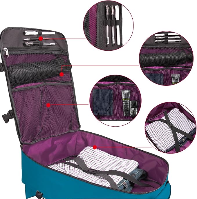 Cabin Hand Luggage Backpack Small Carry-On Daypack Airplane Travel Under-seat for Women Men fits 15.6-inch Laptop, Water Blue