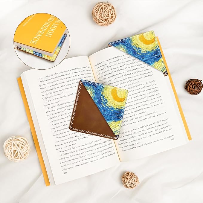Personalized Leather Bookmarks, Fun & Cute Book Accessories for Reading Lovers, Unbreakable Page Markers for Women Men Girls Boys Student Teacher Kids Retirement Birthday Gifts (Starry Sky)