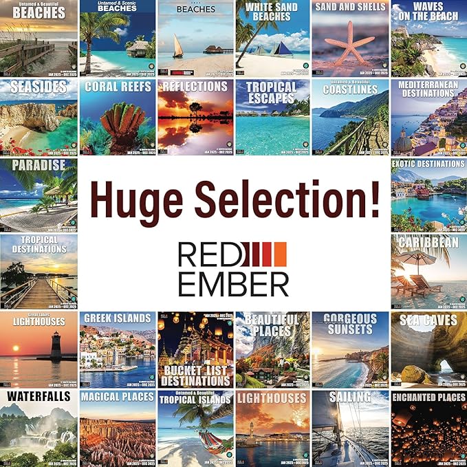 RED EMBER Reflections 2025 Wall Calendar 12 Month | 12" x 24" Open | Thick & Sturdy Paper | Giftable | Calendar 2025