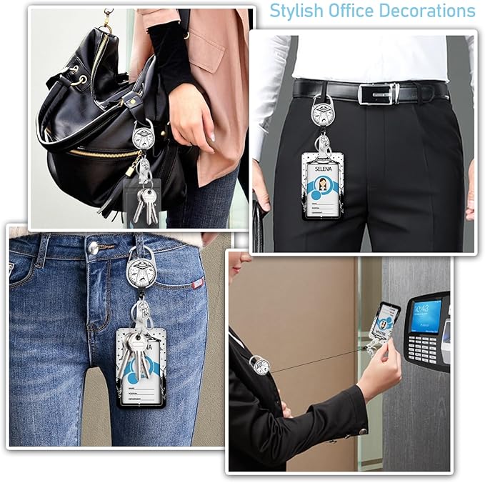Lanyards for Id Badges, Badge Holder with Retractable Badge Reel Clip, Art UFO Night Work Card Name Tag Keychain Lanyard Vertical ID Card Protector for Women Nurse Doctor Teacher Student