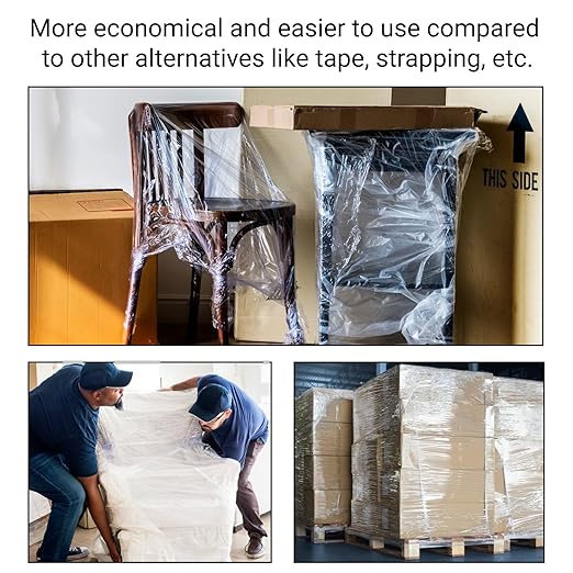IDL Packaging 5" x 1000' Stretch Wrap Mini Roll of 80 Gauge (Pack of 10 Replenishment Rolls) - Extra Sticky Clear Plastic Wrap Film - Great Tear-Resistant Plastic Wrap for Moving and Office Needs