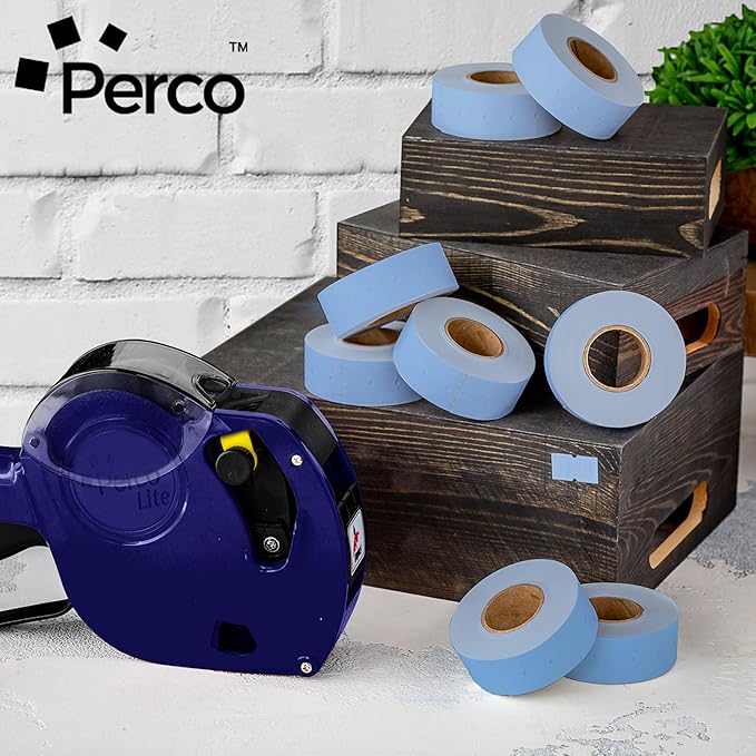 Perco 1 Line Blue Labels - 80 Rolls, 10 Sleeves, 80,000 Blank Price and Date Gun Labels for Perco 1 Line Price and Date Guns - Made in USA