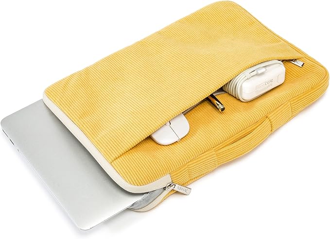 Kinmac Corduroy 360° Protective Water Resistant Laptop Case Bag Sleeve for HP Lenovo Dell ASUS Acer 14 inch Laptop,MacBook Pro 14 inch and Most 14 inch Laptop (Yellow)