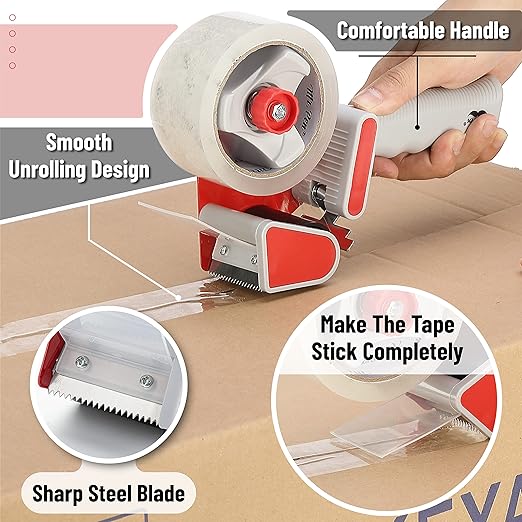 Mr. Pen- Packing Tape Dispenser Gun 2-Inch, 4 Pack with 4 Rolls Tape, Heavy Duty Packing Tape with Dispenser, Packaging Tape, Tape Gun, Clear Packing Tape, Tape Gun for Packing Boxes, Moving Tape