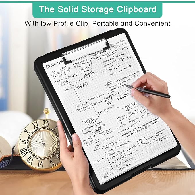 Geyee 16 Pcs Clipboards with Storage Letter Size Foldable Nursing Clipboard Storage with Pen Holder Plastic Storage Clip Board with Low Profile Clip for Student Teacher Nurse Office 9.4 x 13.4 Inch