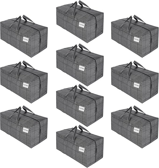 VENO 10 Pack Moving Bags w/Backpack Straps, Moving Boxes & Storage Bins Alternative, Packing Supplies, Camping Accessories Totes for Storage, Dorm Room Essentials Storage Bags (Windowpane, 10 Pack)